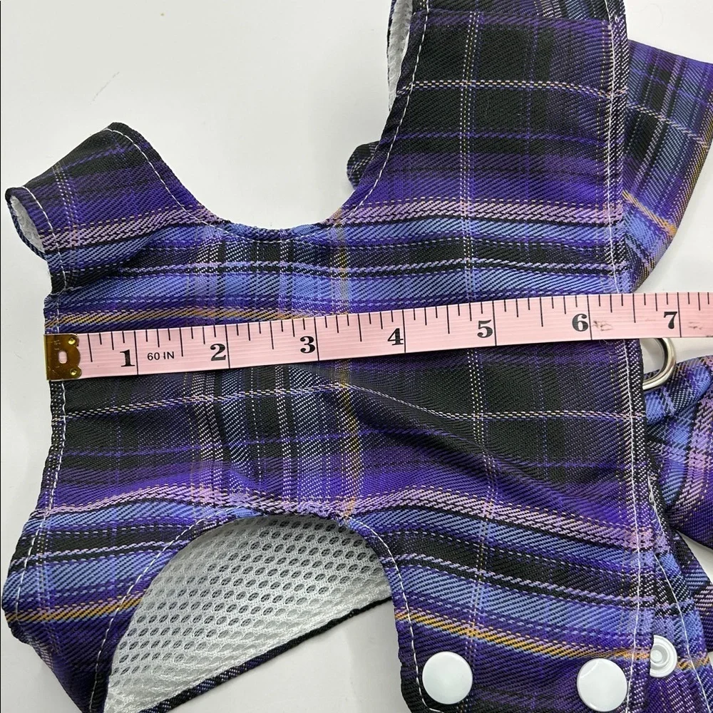 Purple Plaid small dog Harness and Leash Set